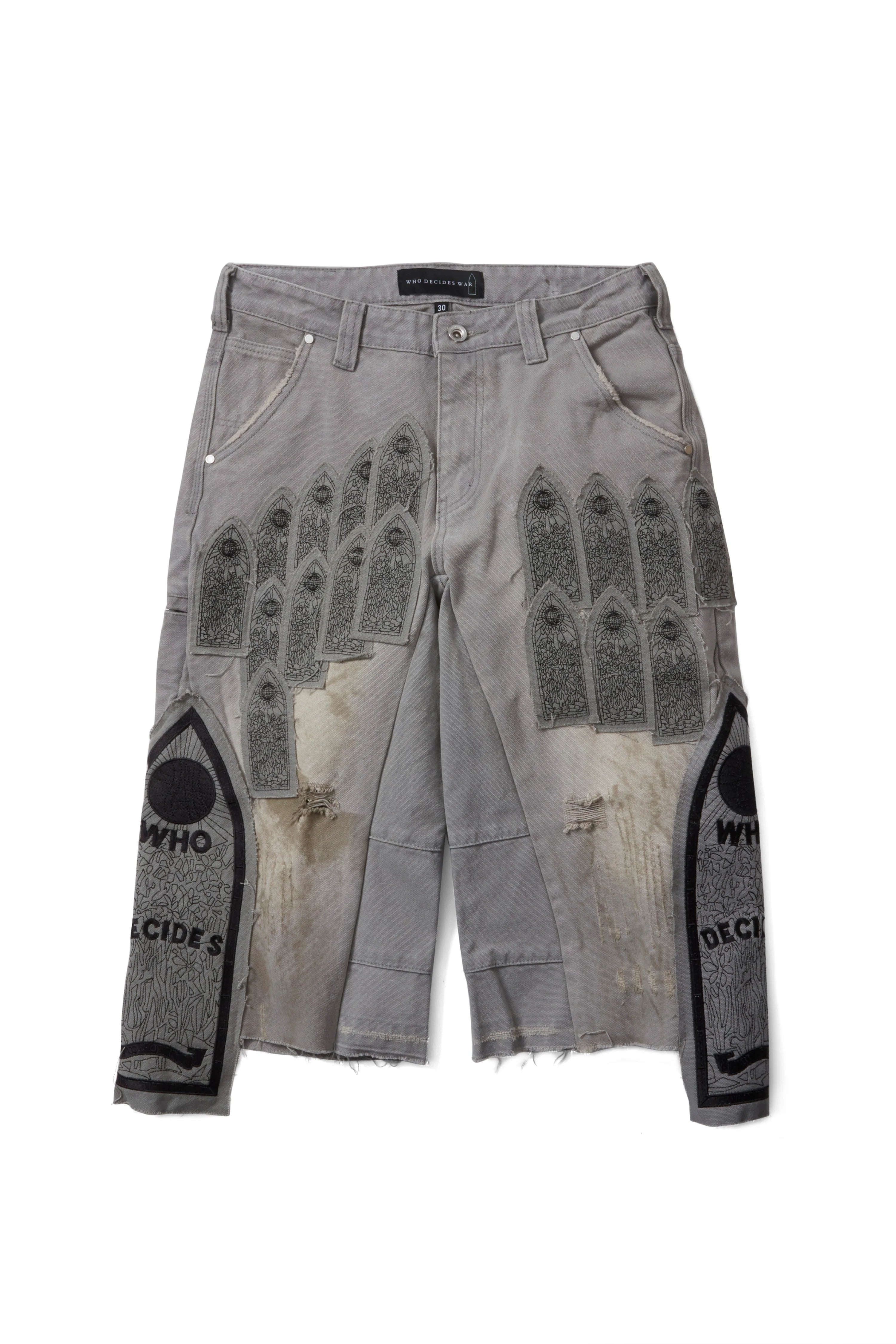 WDW 'Patch Arched Carpenter' Vintage Grey Jean Shorts