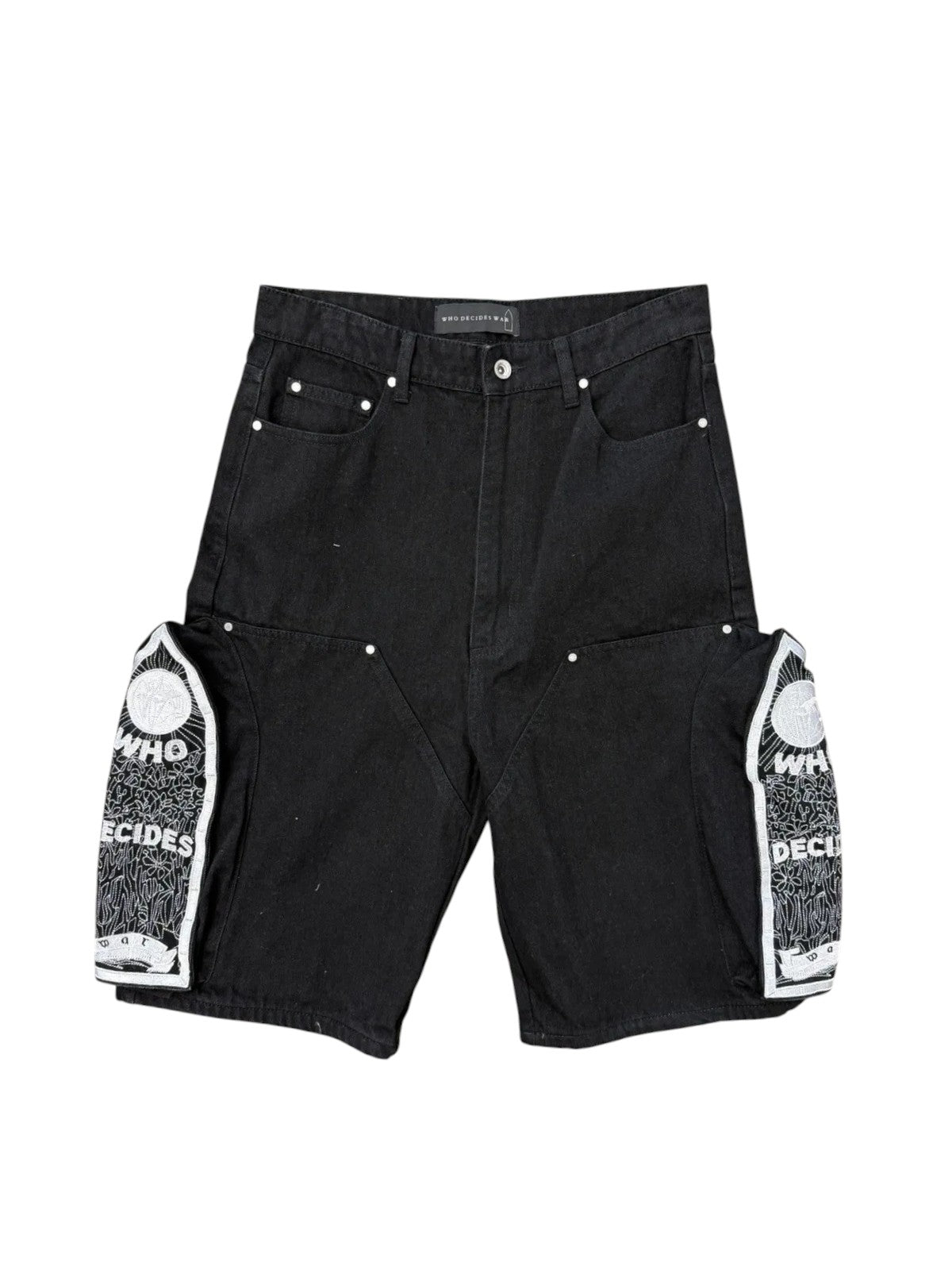 WDW 'Side Embroidery' Coal Jean Shorts