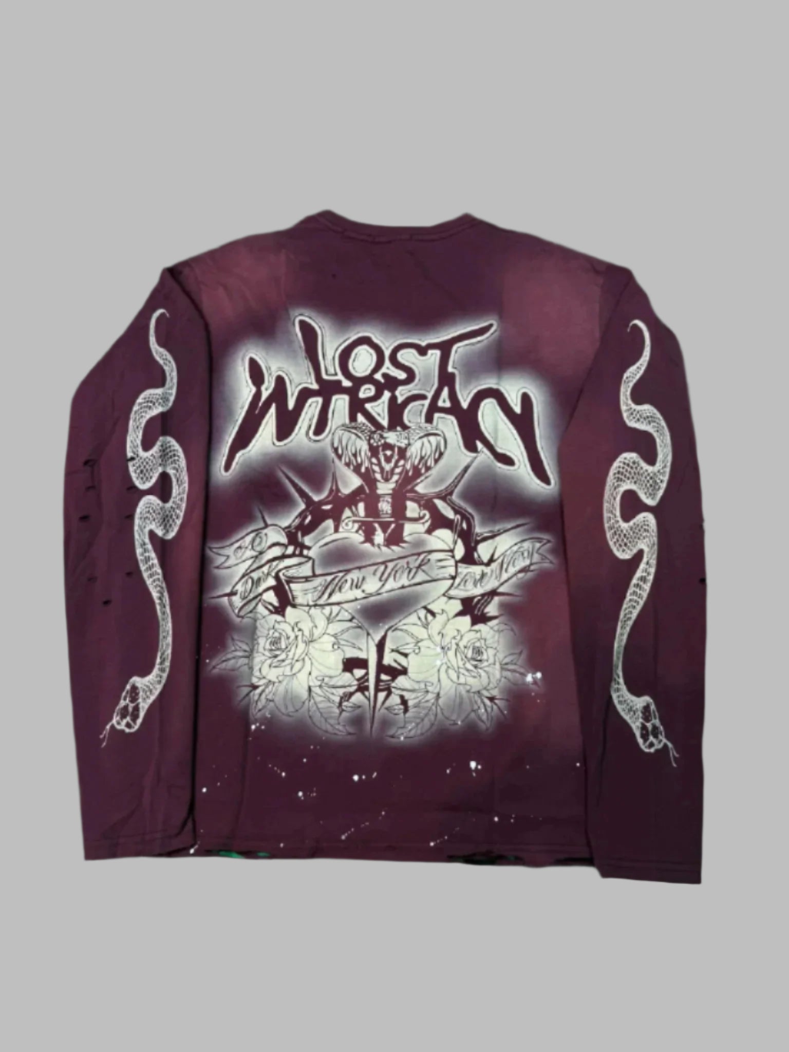 Lost Intricacy Burgundy Angel LS Tee (XS-XXL) New