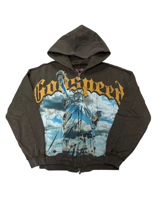 Godspeed 'Chrome Liberty' Brown Zip Up Hoodie