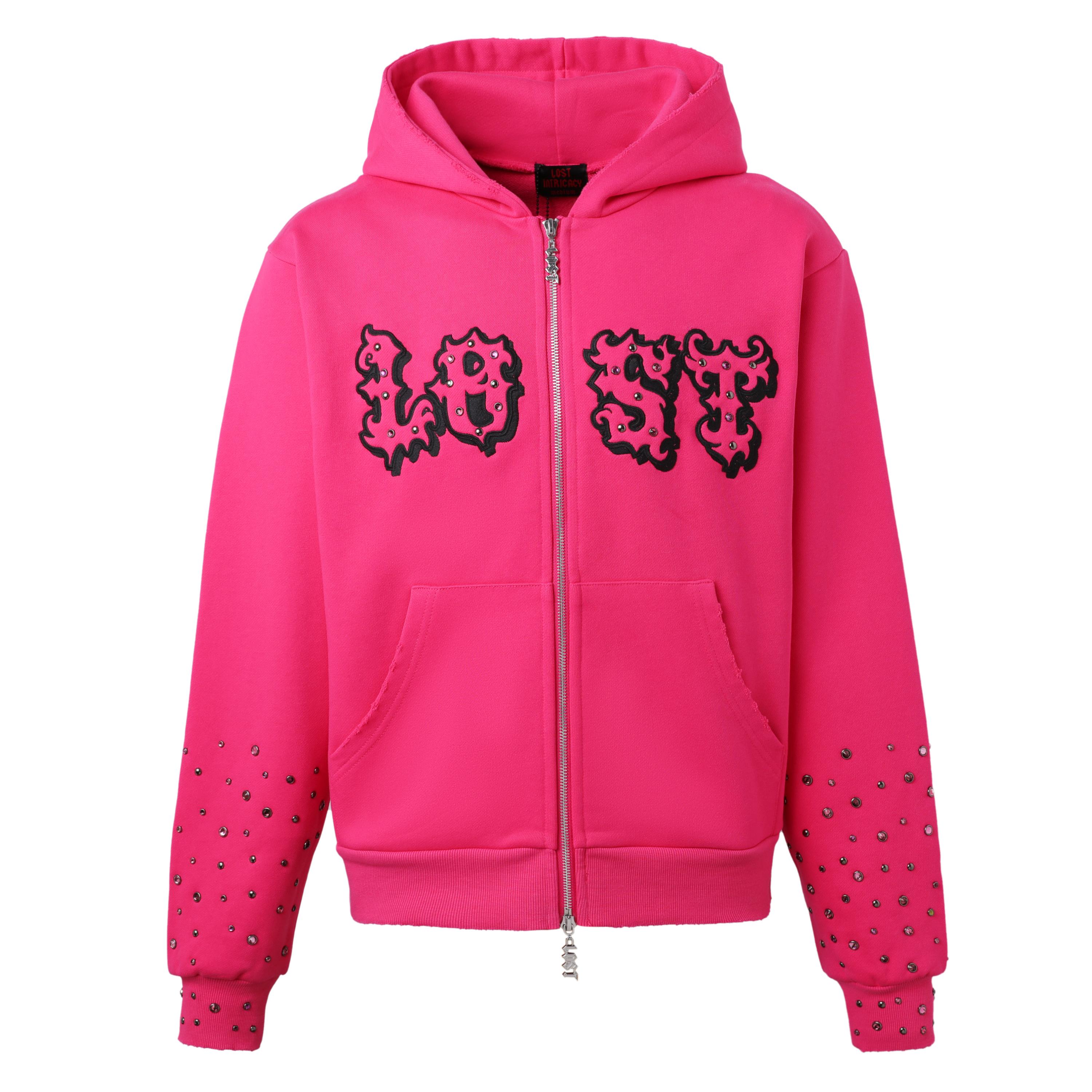 Lost Intricacy 'Patch' Hot Pink Full Zip Hoodie