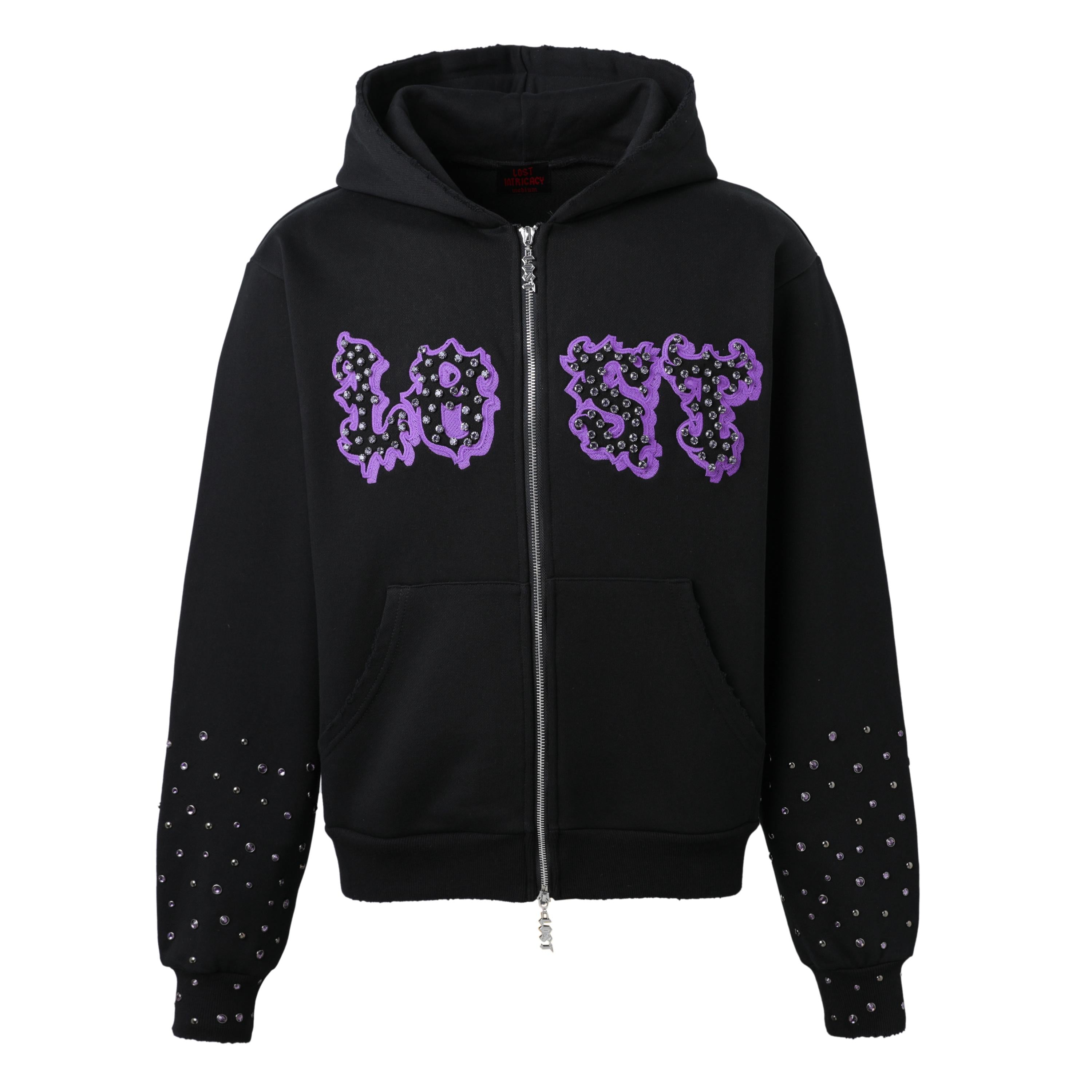 Lost Intricacy 'Patch' Black & Purple Full Zip Hoodie