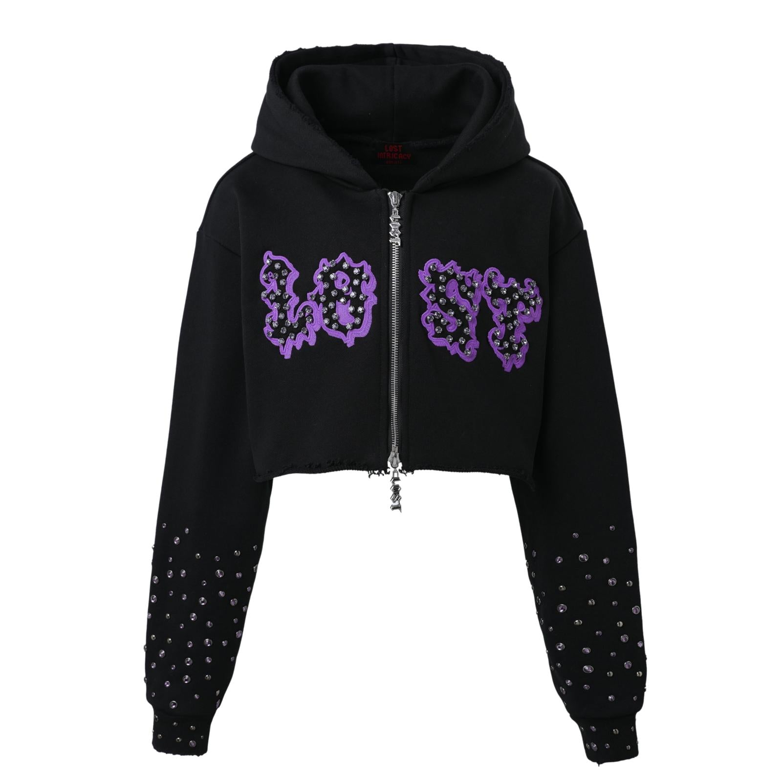Lost Intricacy 'Patch' Black & Purple Full Zip Hoodie (Women's)