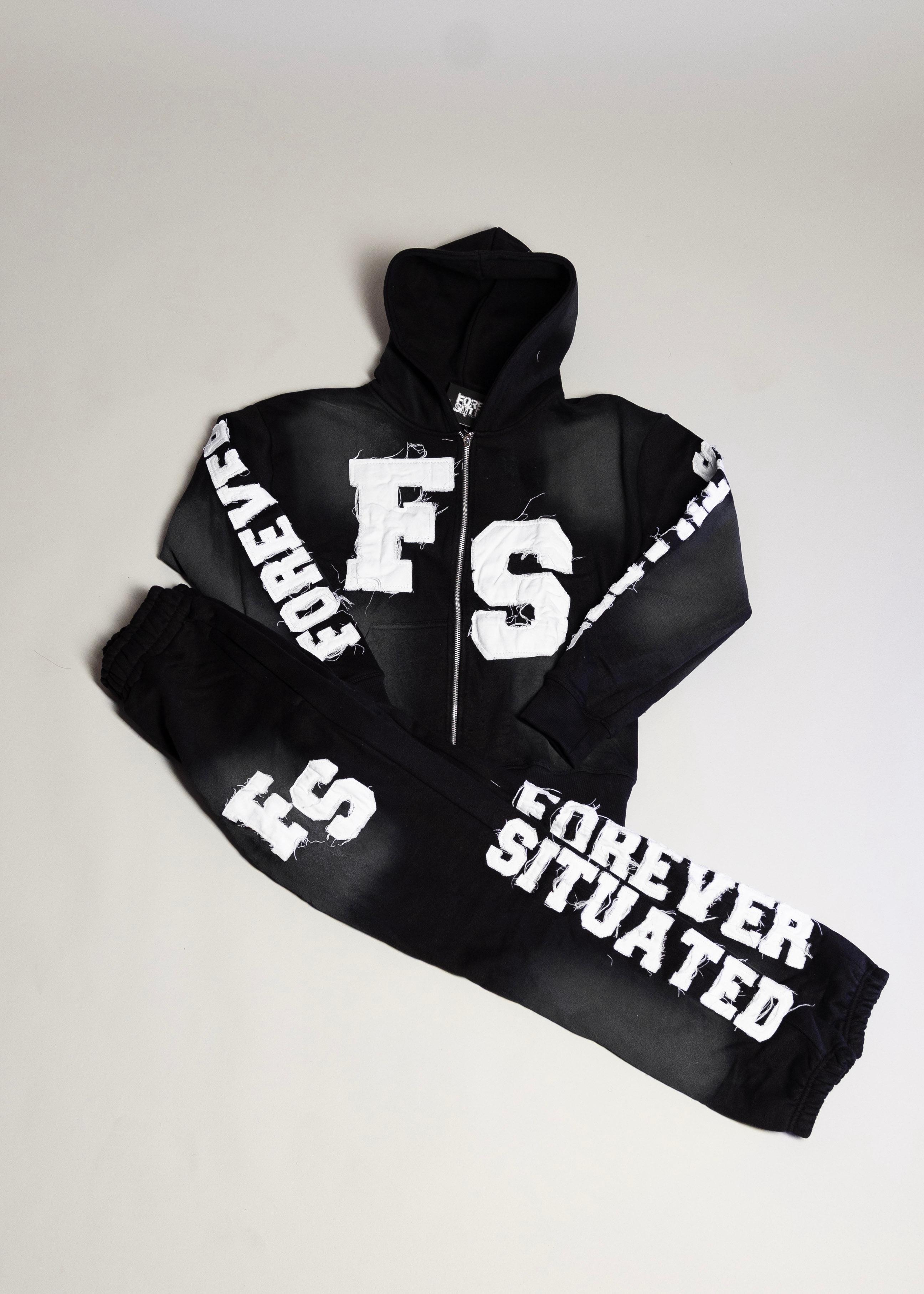 Forever Situated 'Logo' Black & White Sweatsuit