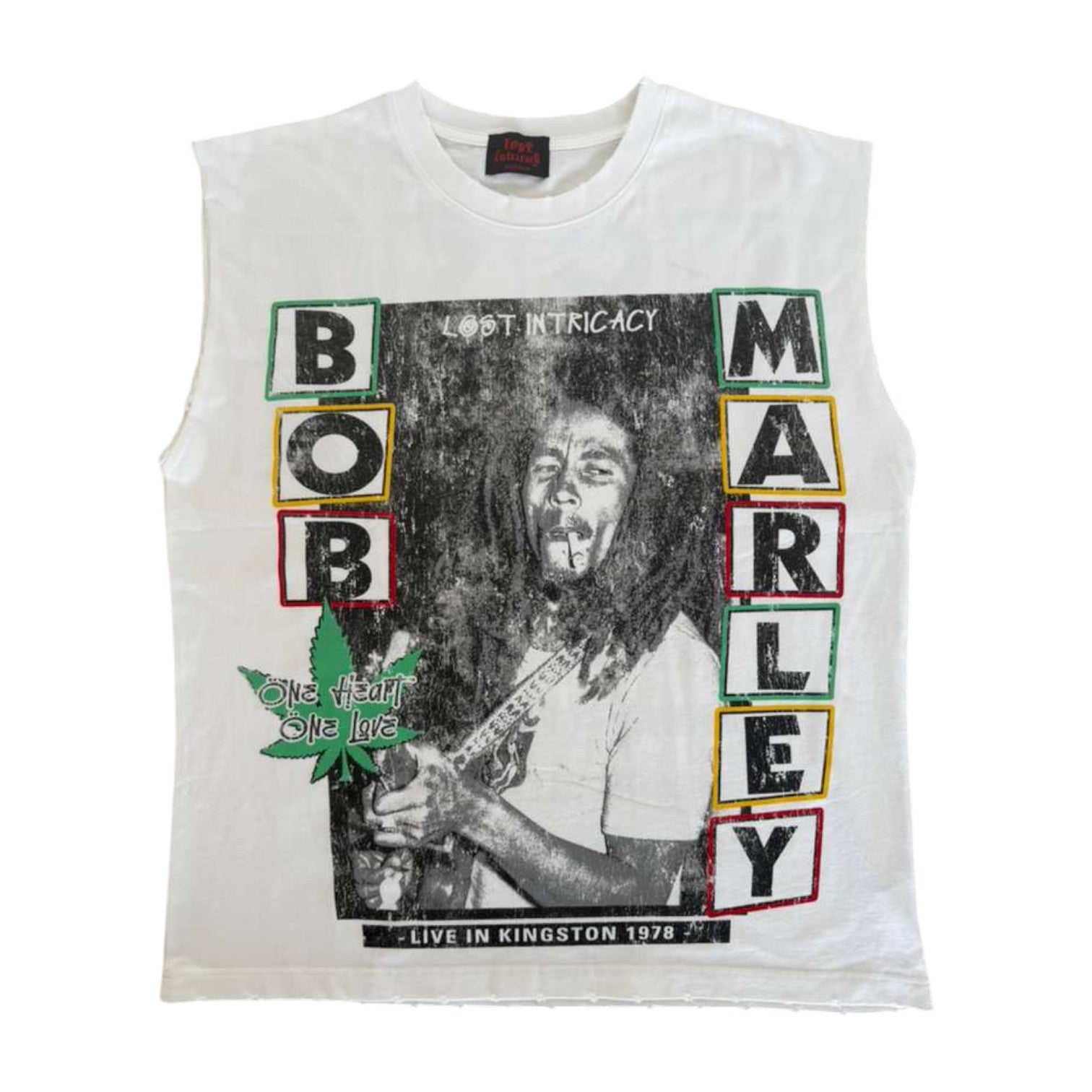 Lost Intricacy 'Bob Marley' White Sleeveless Tee