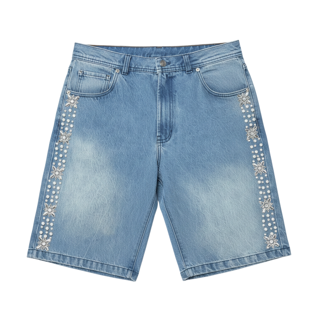 Fraternal Desires 'Concrete Pearl' Blue Jeans Shorts