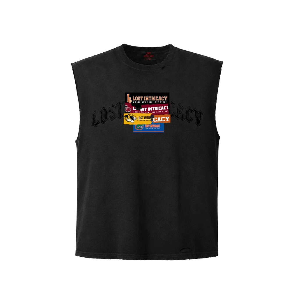 Lost Intricacy 'Black Banners Arch Logo' Black Sleeveless Tee