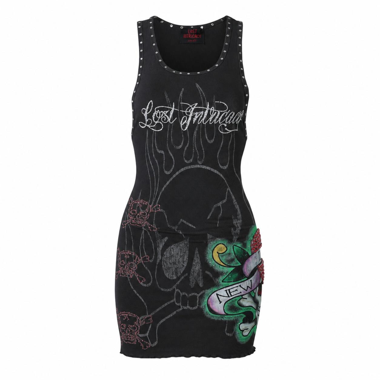 Lost intricacy 'Ink & Bones' Black Dress