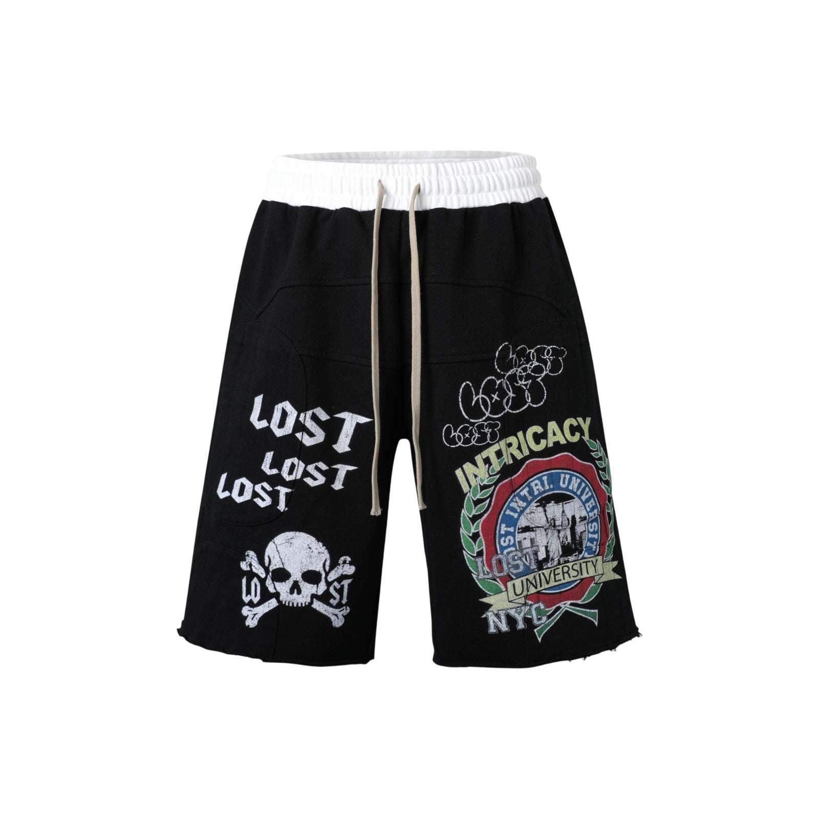 Lost Intricacy 'Motto' Black Cotton Shorts