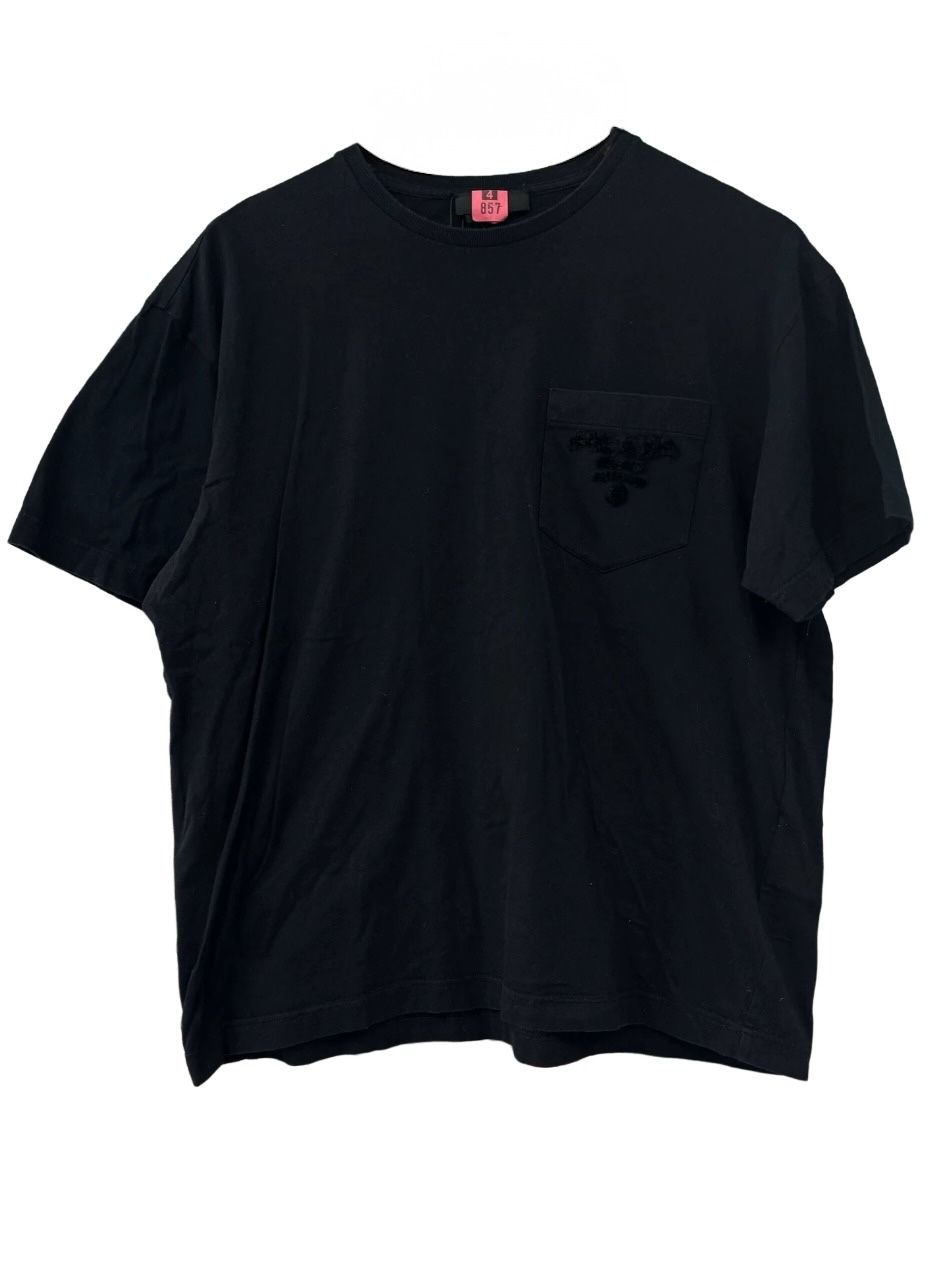 Prada 'Fuzzy Pocket Logo' Black Tee