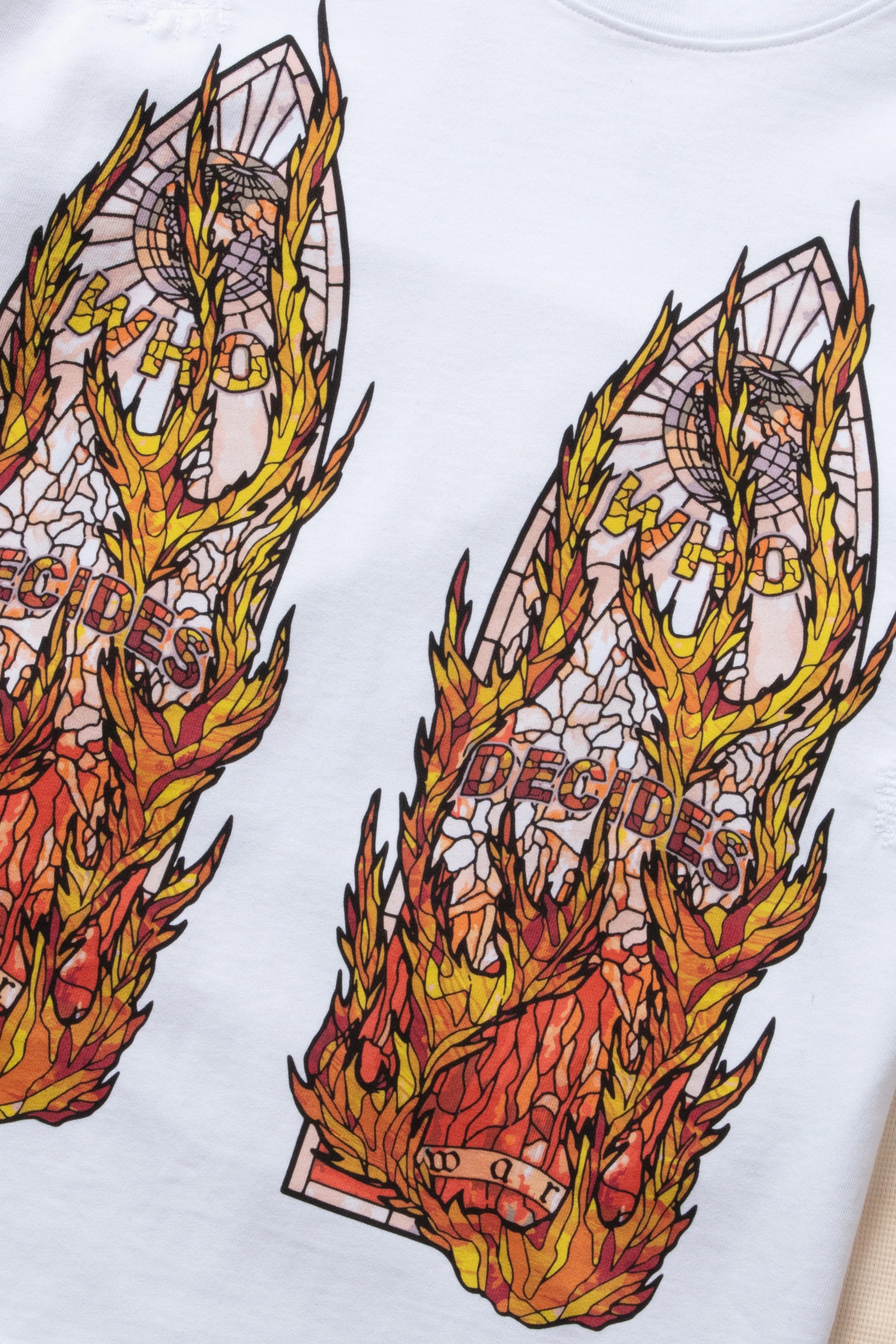 Who Decides War 'Flame Glass' White & Red Thermal Double LS Tee