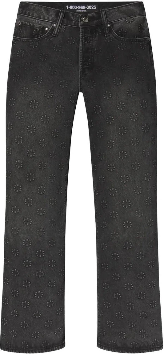 LOST SHDWS Embossed Denim Black Jeans