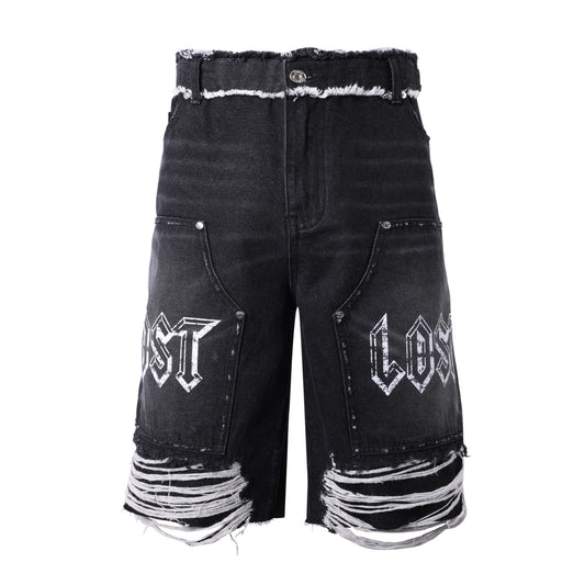 Lost Intricacy "Shadow" Black Carpenter Jean Shorts