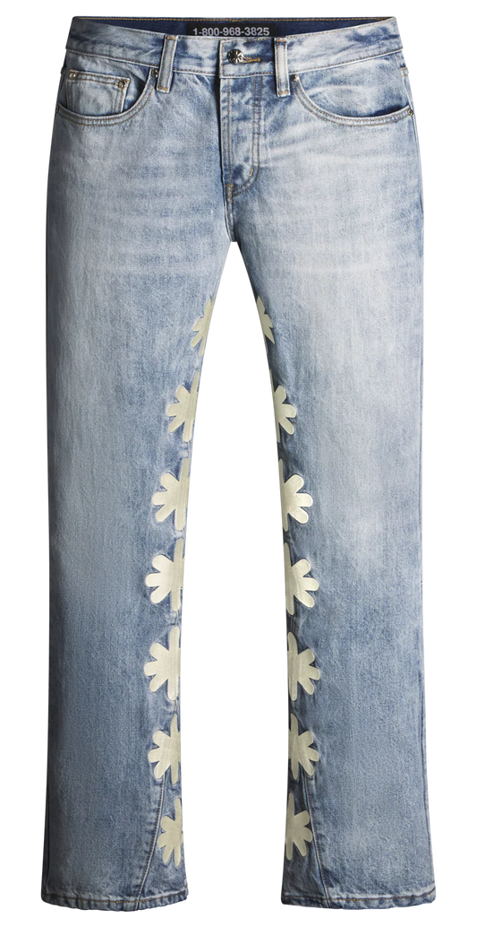 LOST SHDWS Denim Bone Logo Light Wash Blue Jeans