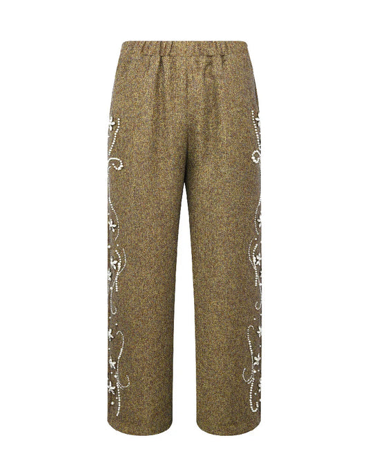 Birth of Royal Child Floral Knit Green Pants