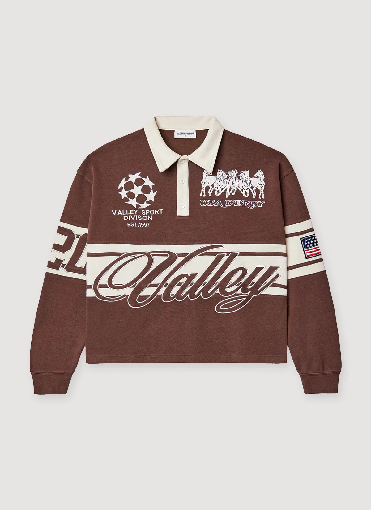 Vale 'Forever Chocolate Derby' Brown Long Sleeve Polo