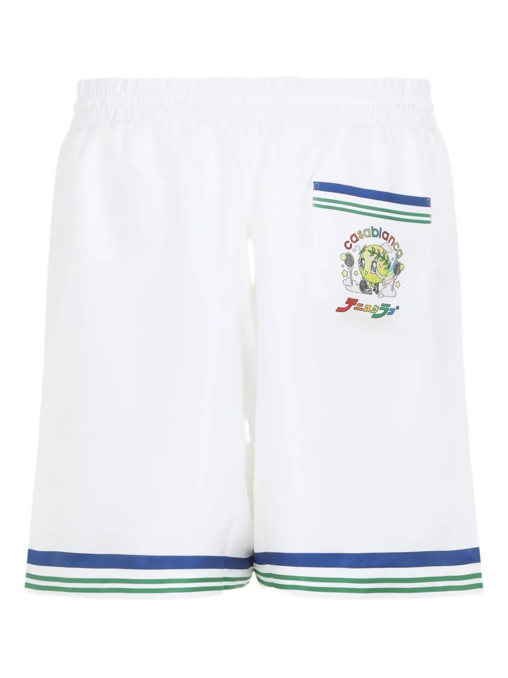 Casablanca "Tennis Mascot" Silk Drawstring White Shorts
