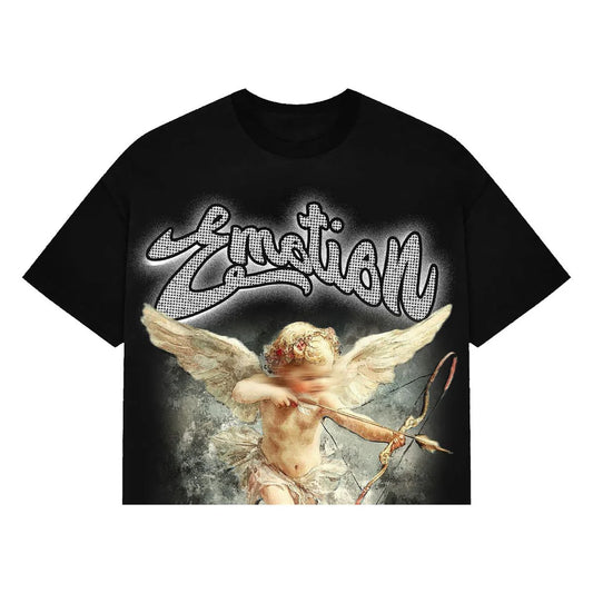 Mixed Emotions "Cupid" Cropped Black Tee