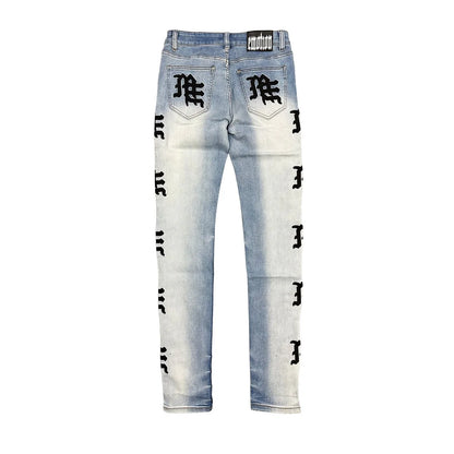Mixed Emotions Monogram Light Blue Wash Jeans