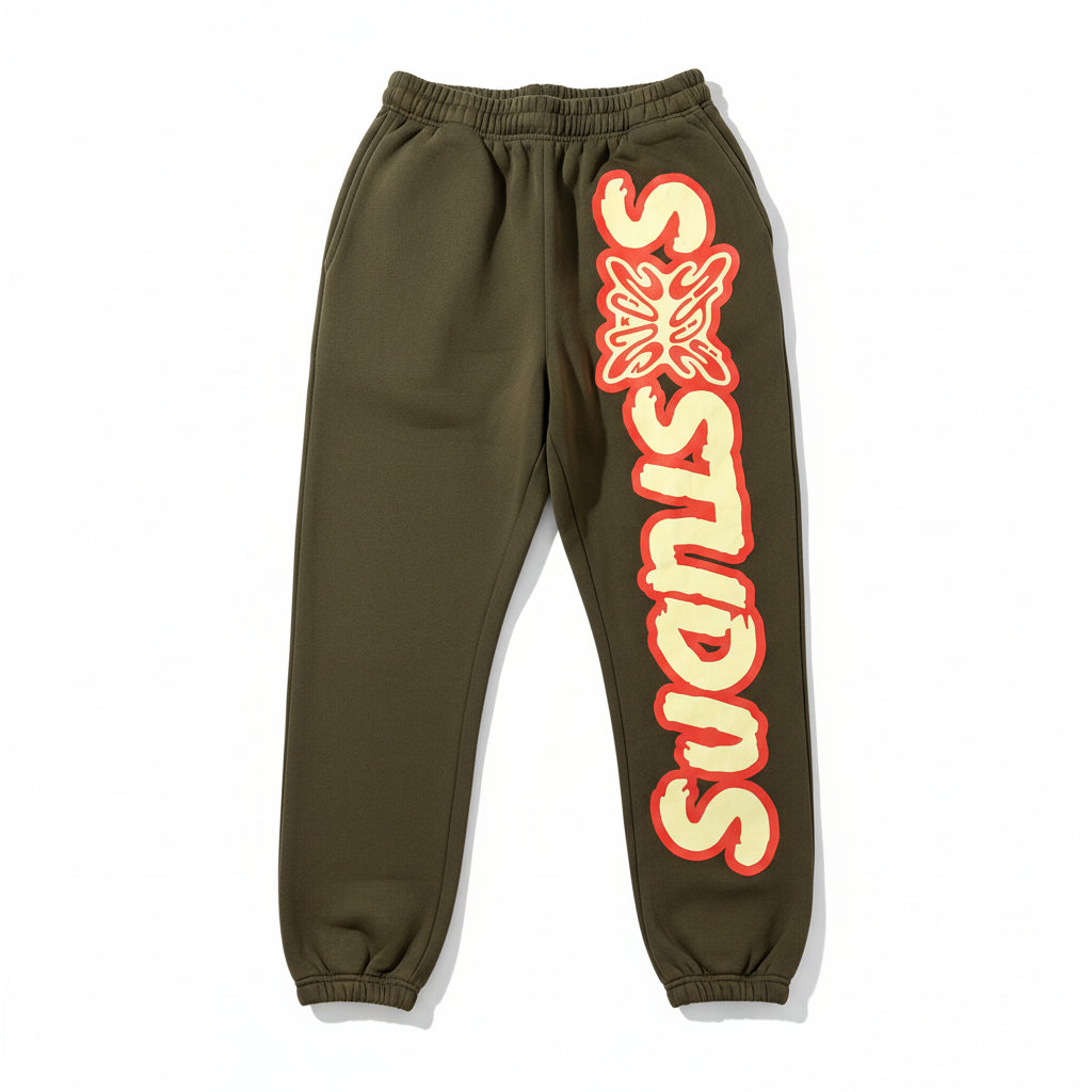 SB Studios Army Green & Yellow Logo Sweats