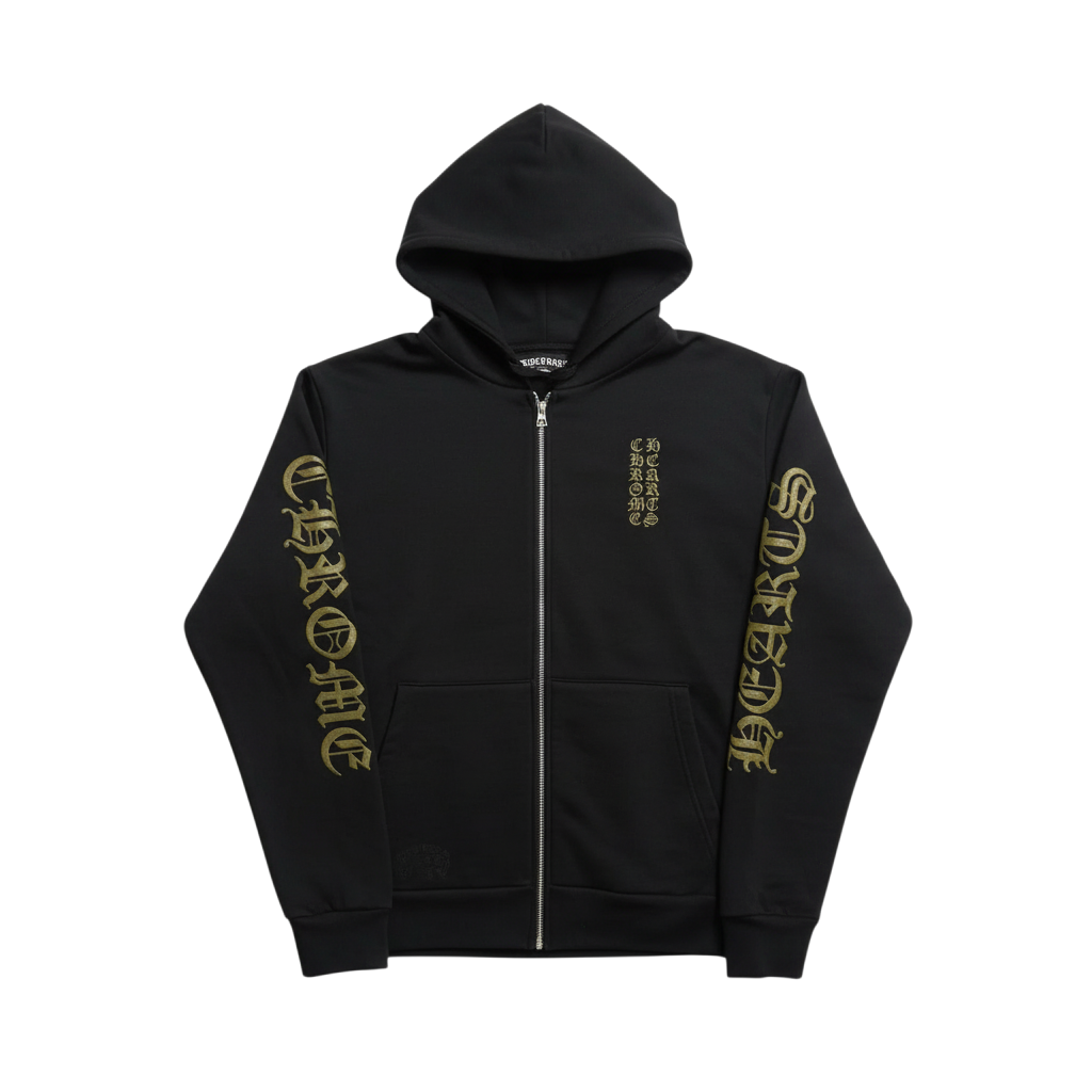 Chrome Hearts 'Vertical Logo' Black & Olive Zip Up Hoodie