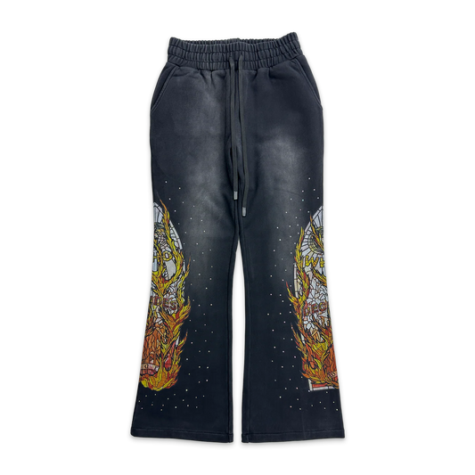 WDW "Faded Flame Glass" Coal Rhinestone Sweats