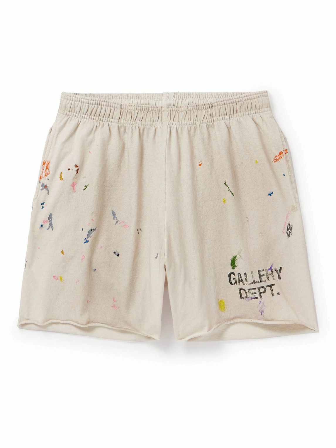 Gallery Dept Paint Splatter Logo Cream Shorts